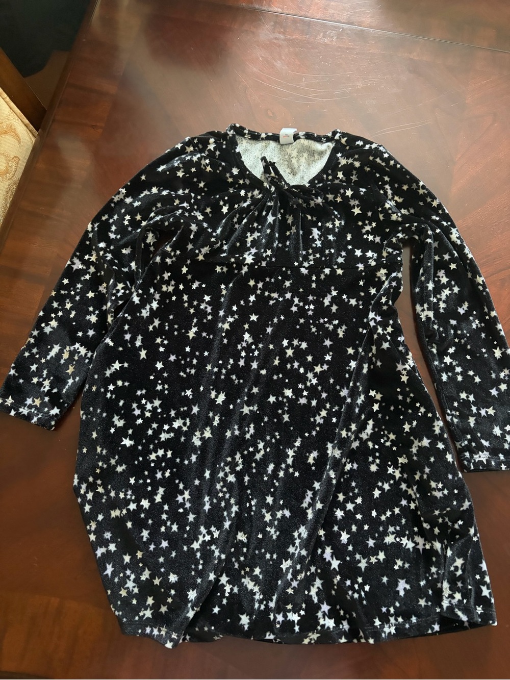 Old Navy Black Velvet Dress with White Star Print